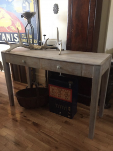 Oak Console Table, Doubles as Vanity or Desk at Ambridge Antiques in Iroquois Falls