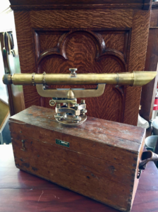 Early Brass Transit with Oak Box at Ambridge Antiques in Iroquois Falls, ON