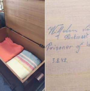 Incredible Rare Local Find of A German Prisoner of War Dovetail Blanket Box NFS at Ambridge Antiques (North of Kirkland Lake, ON)