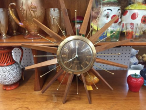 Mid Century Sunburst Clock oozes Cool at Ambridge Antiques (330kms North of North Bay/ The Perfect Day Trip)